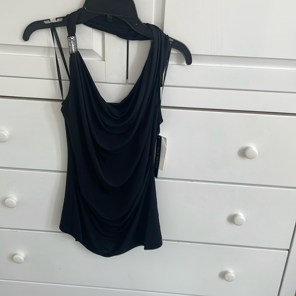David Meister black halter top with silver detail size Small
